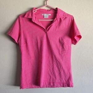 Nike Golf Fit dry golf Pink striped short sleeve Collared Tee Size Medium